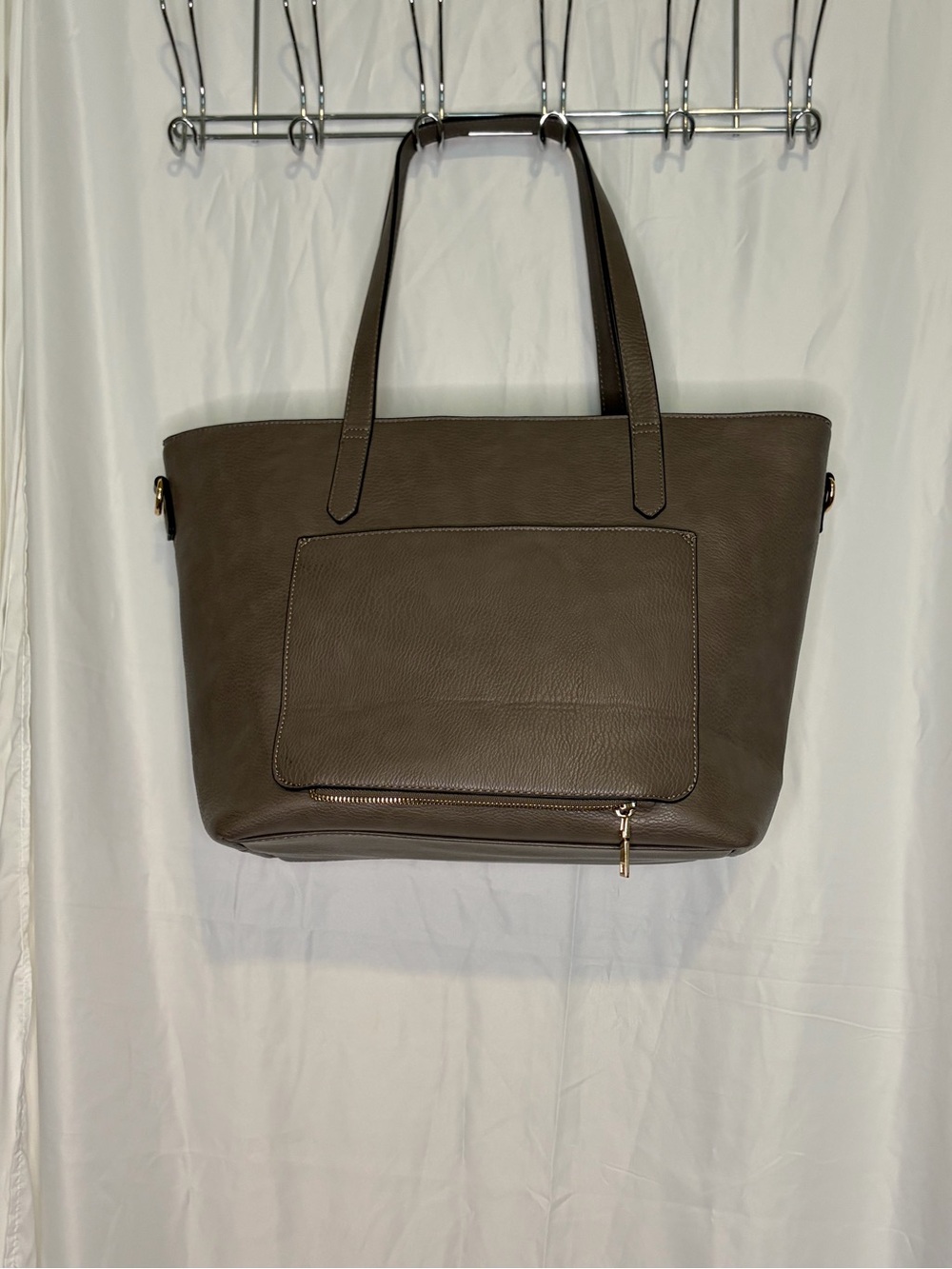 Poppy & Peonies Leather Go-Getter tote bag in Gray - Picture 4 of 15